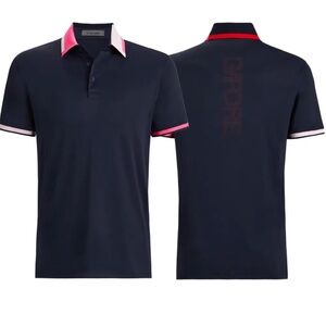 G/Fore Men's XL Twlight Silky Pique Contrast Banded Sleeve Polo MSRP $145